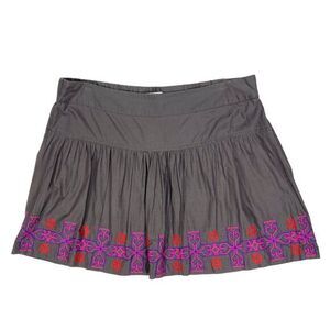 American Eagle Skater Skirt Women Large Gray Embroidered Elasticwaist Fall Skirt